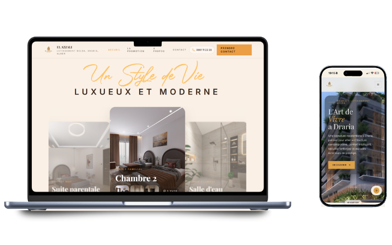 Aperçu du site EL AZZALI sur ordinateur et téléphone